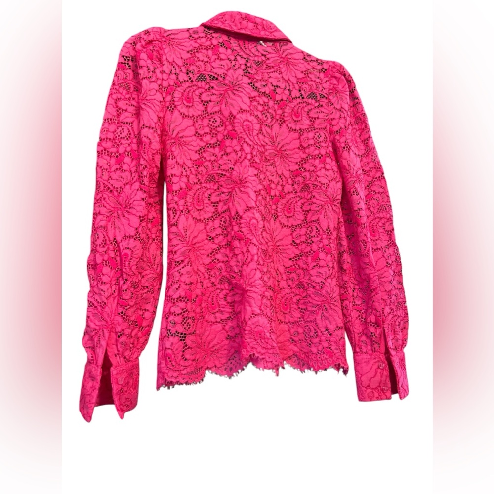Worthington Women’s Size XS Top NWOT Button Down Petaluma Pink Lace Collared - Picture 3 of 10